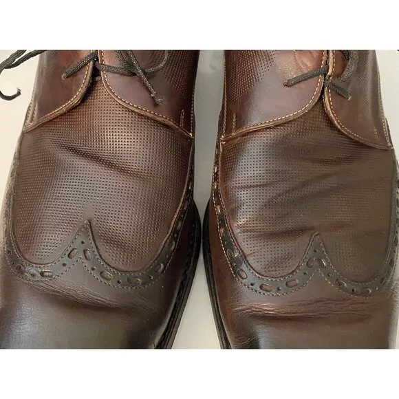 Calzoleria Harris Italy Barney's NY Handmade Oxford Wing Tip Dress Shoes Sz 10.5
